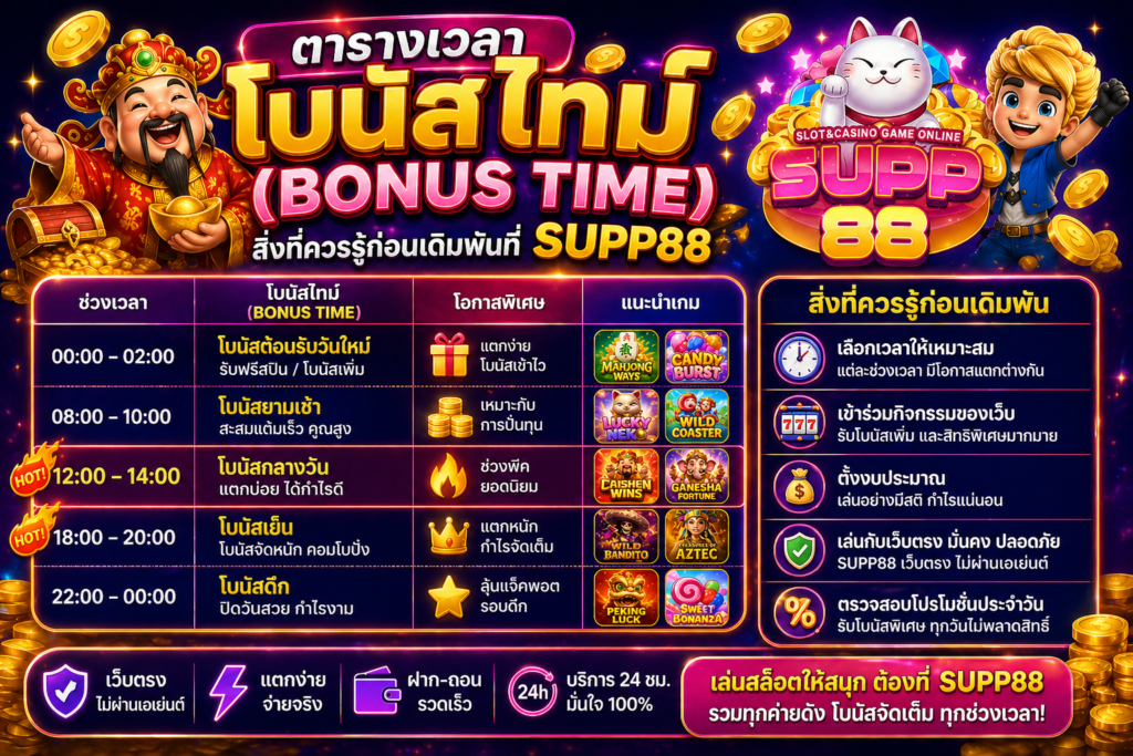 ตารางเวลาโบนัสสล็อต supp88