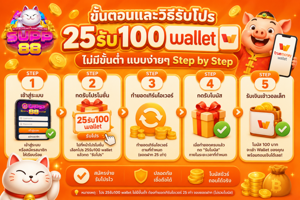 ขั้นตอนและวิธีรับโปร 25รับ100 wallet ไม่มีขั้นต่ำ แบบง่ายๆ Step by Step