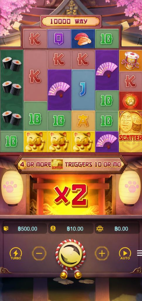 ตัวอย่างหน้าจอของเกม lucky neko หน้าเริ่มต้น