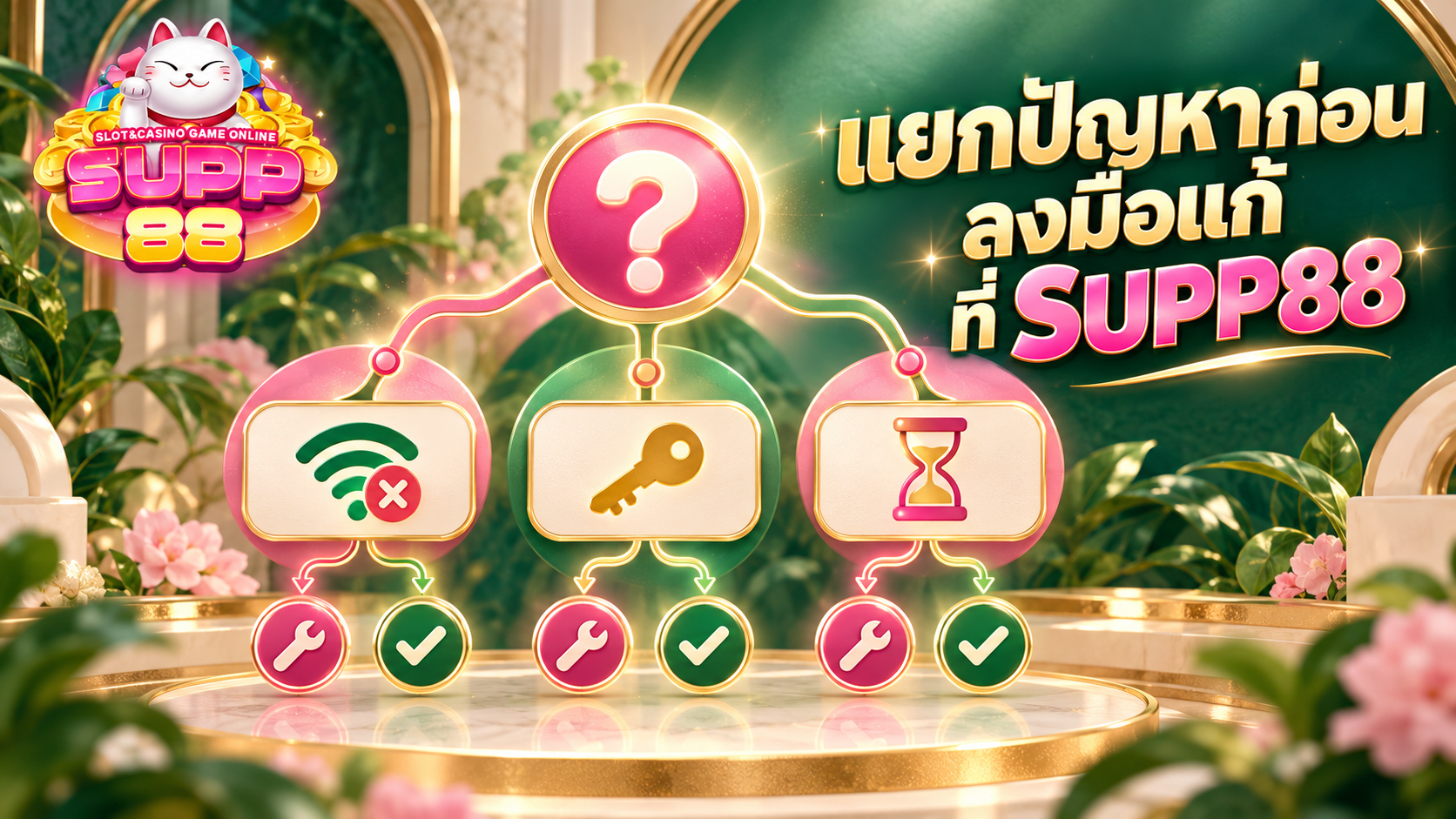 ภาพแนวคิดผังตัดสินใจแก้ปัญหาการใช้งานเบื้องต้นสำหรับเว็บไซต์ บัญชี และรายการ