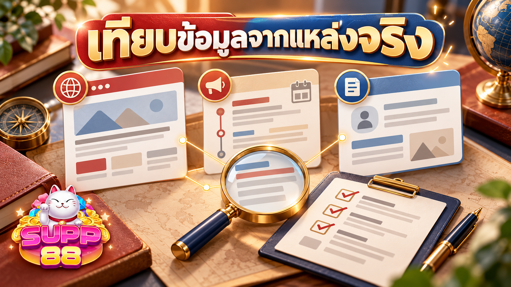 ภาพเปรียบเทียบข้อมูลช่องทางติดต่อ SUPP88 จากเว็บไซต์และแหล่งอ้างอิงหลายจุด