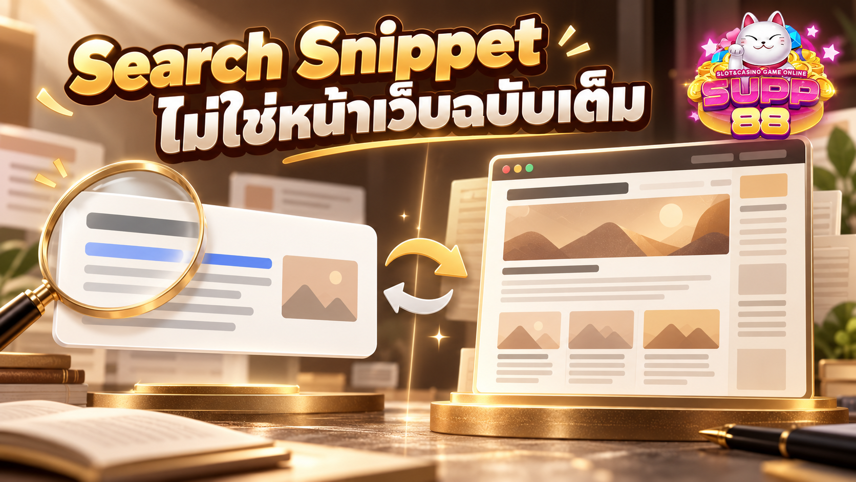 ภาพเปรียบเทียบกล่องข้อความจากผลการค้นหากับหน้าเว็บไซต์ปัจจุบันที่แสดงข้อมูลคนละบริบท