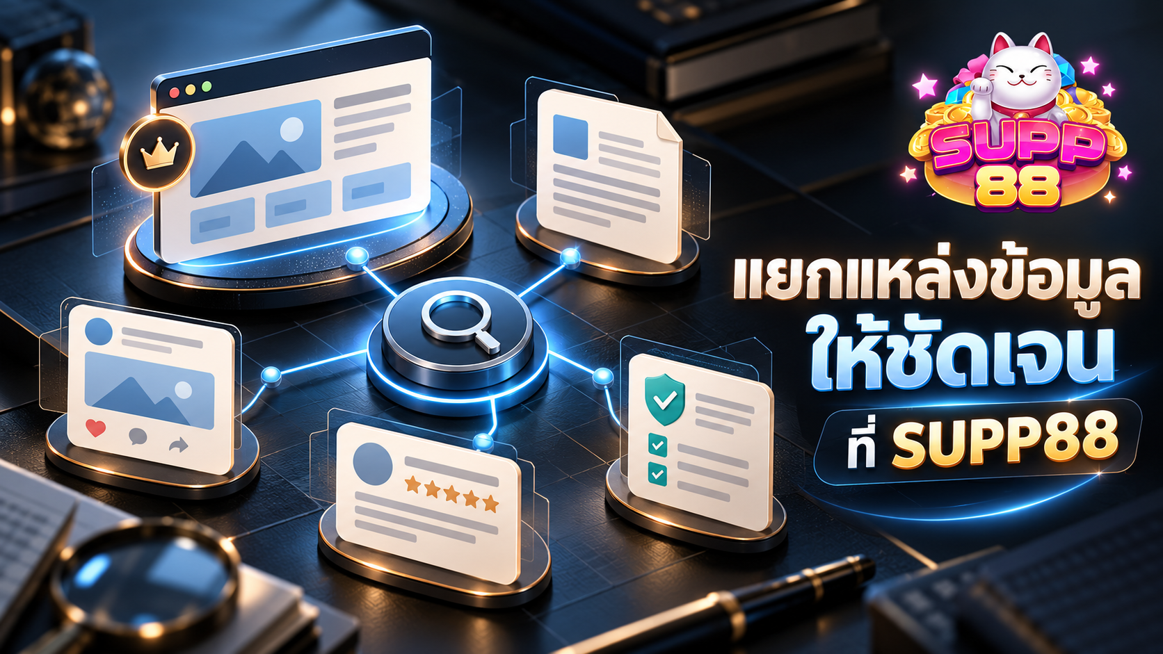 ภาพแนวคิดการค้นหาความหมายของ SUPP88 จากเว็บไซต์และแหล่งข้อมูลหลายประเภท