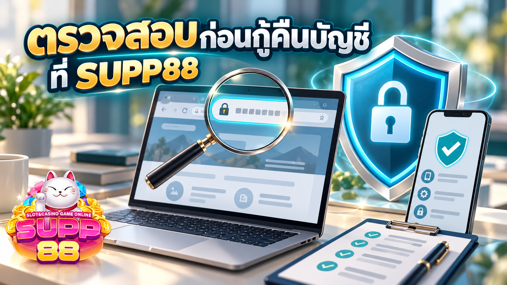 แนวทางตรวจสอบเว็บไซต์ อุปกรณ์ และข้อมูลก่อนเริ่มเปลี่ยนรหัสผ่าน SUPP88