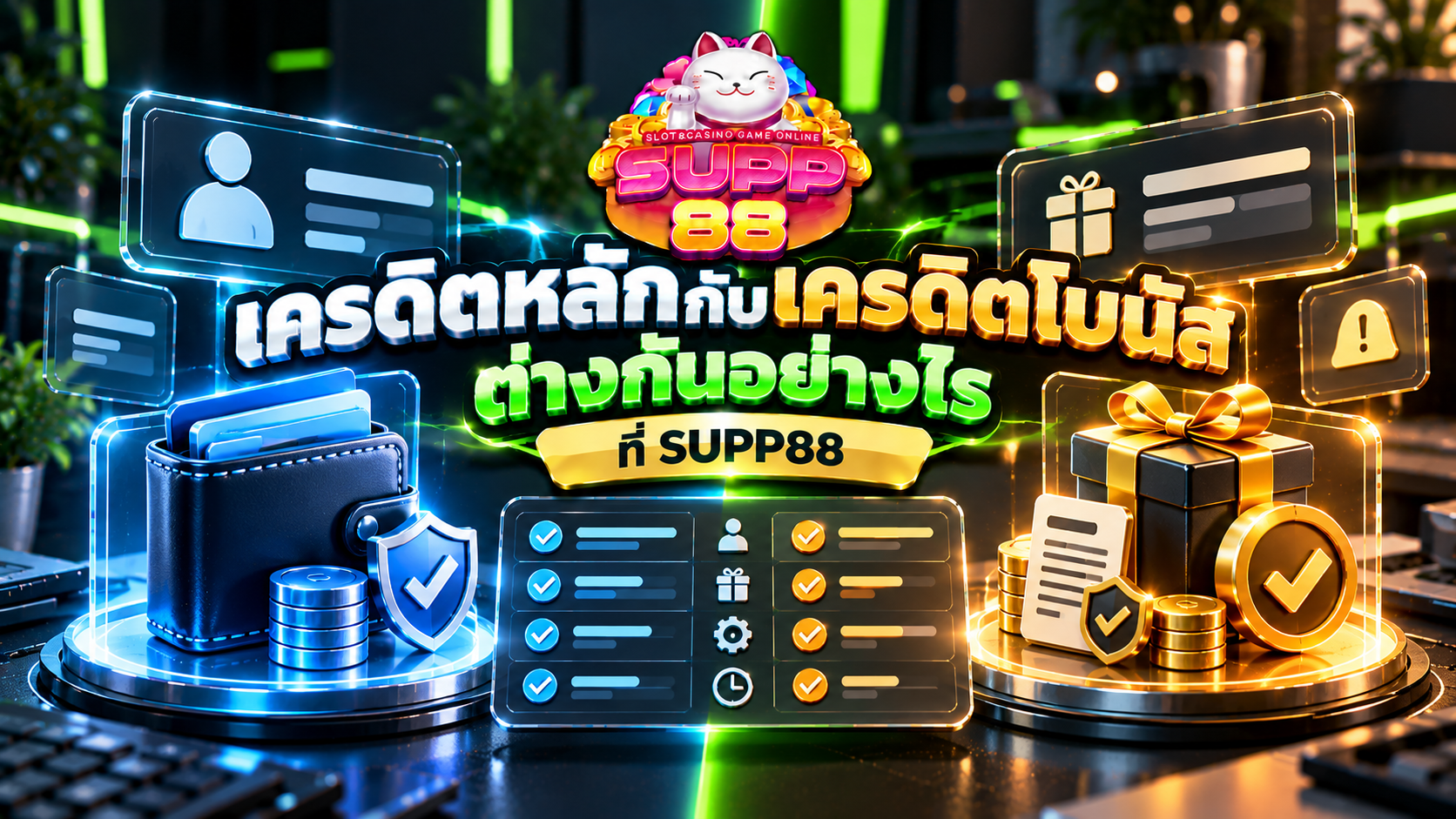 การเปรียบเทียบเครดิตหลักและเครดิตโบนัสในโปรโมชั่น SUPP88