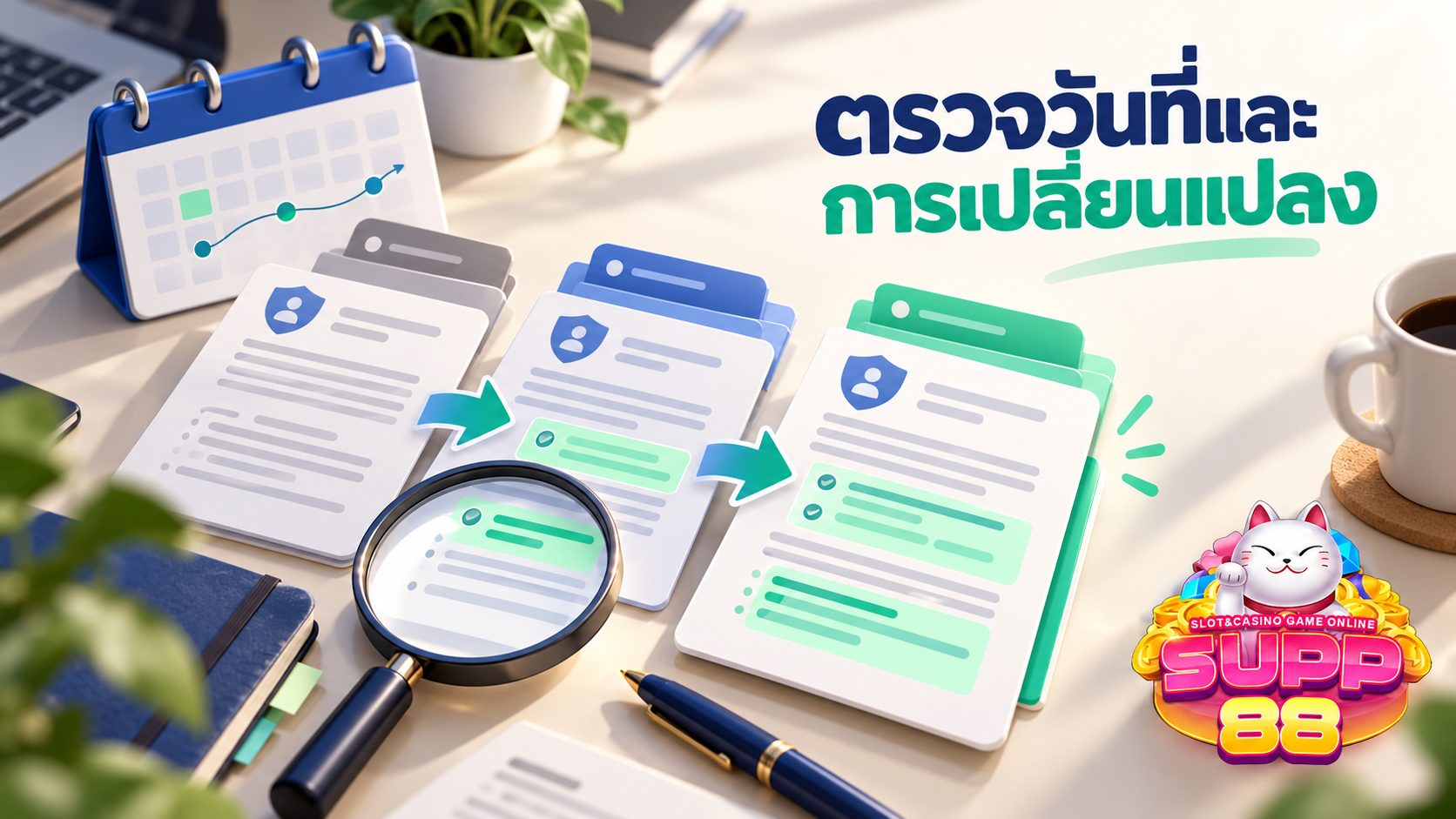 ภาพแนวคิดการตรวจวันที่และเปรียบเทียบการเปลี่ยนแปลงของนโยบายความเป็นส่วนตัว