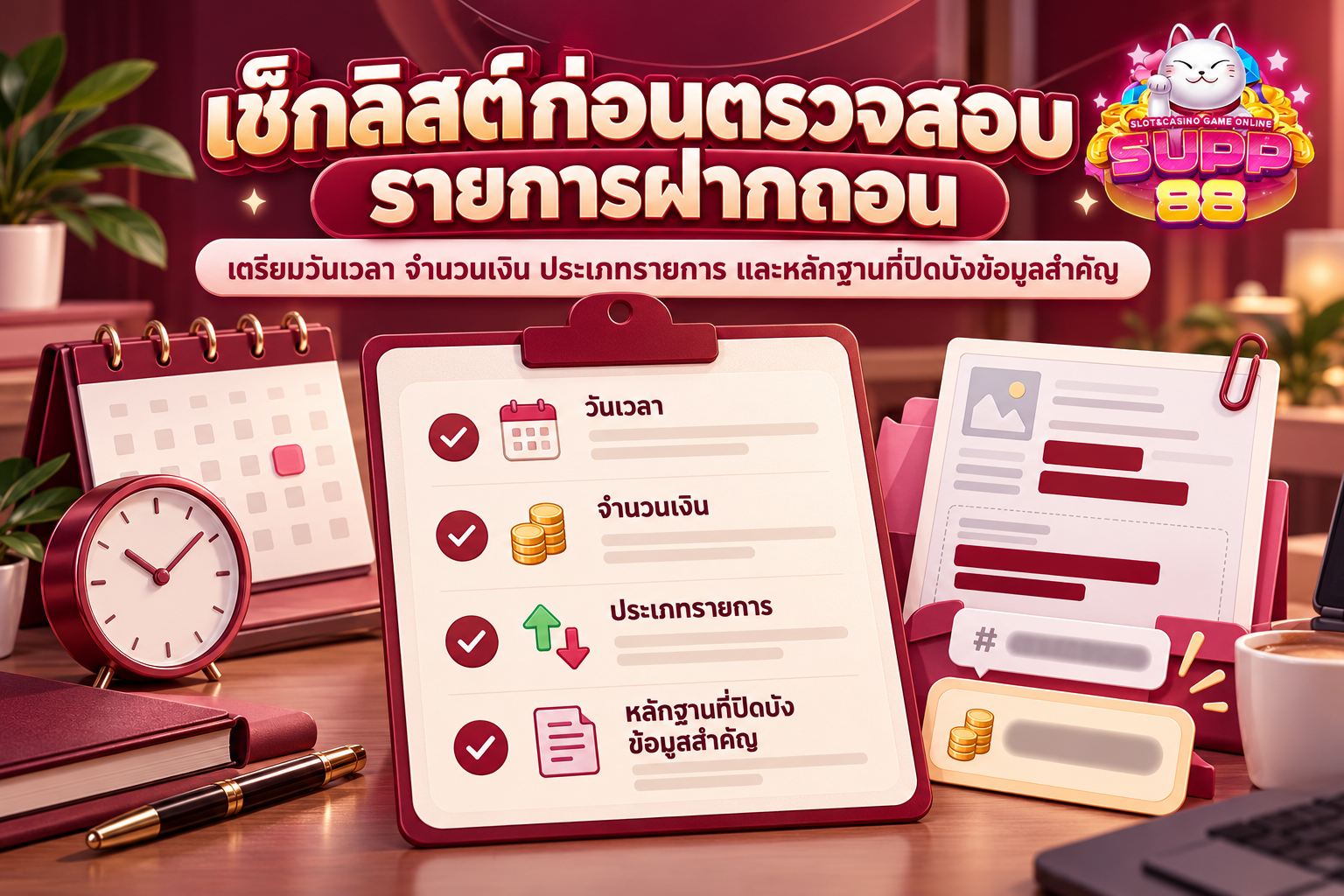 เช็กลิสต์ข้อมูลที่ควรเตรียมก่อนตรวจสอบรายการฝากถอน SUPP88