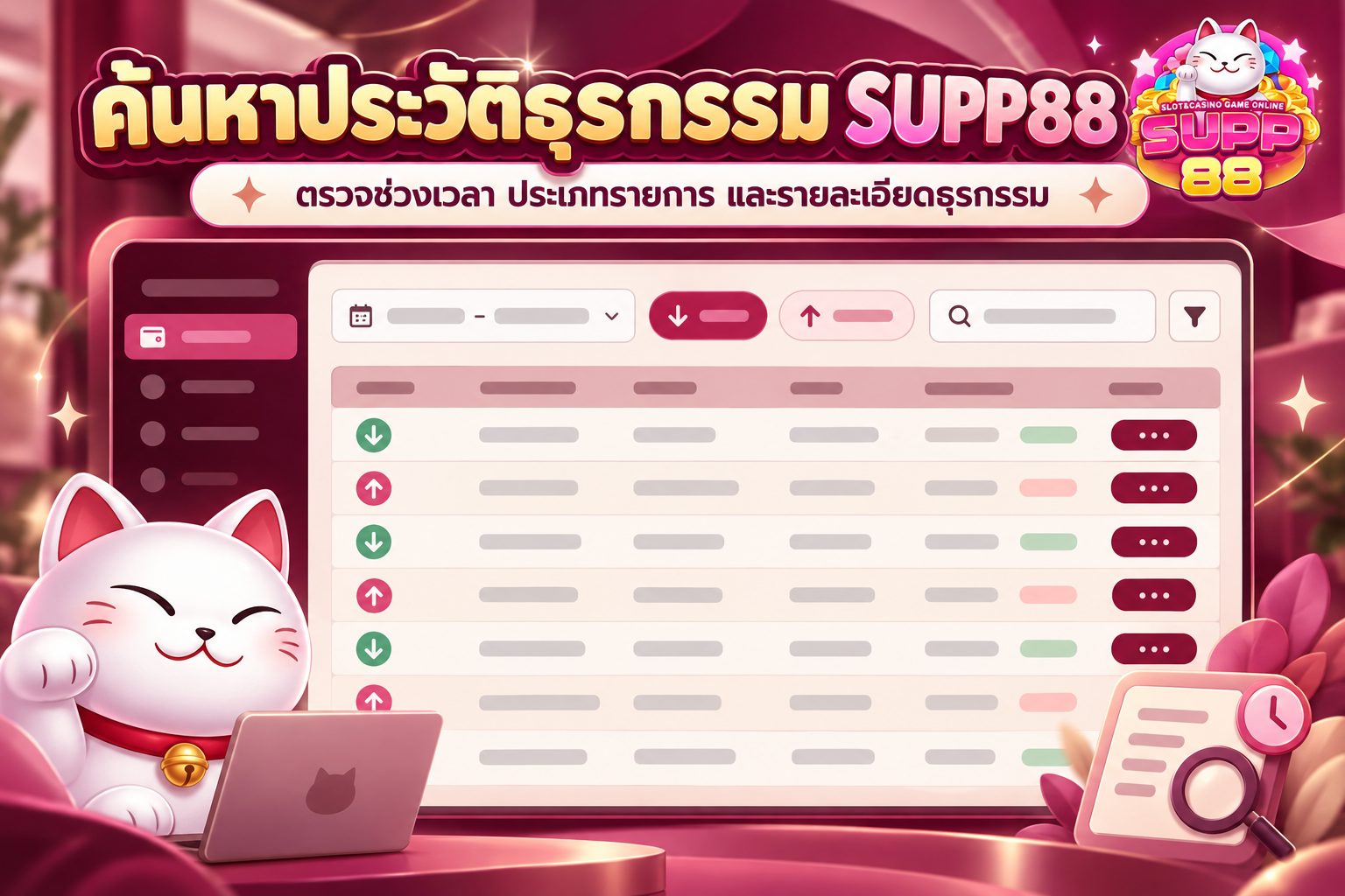 แนวทางค้นหาประวัติธุรกรรม SUPP88 และรายละเอียดรายการฝากถอน