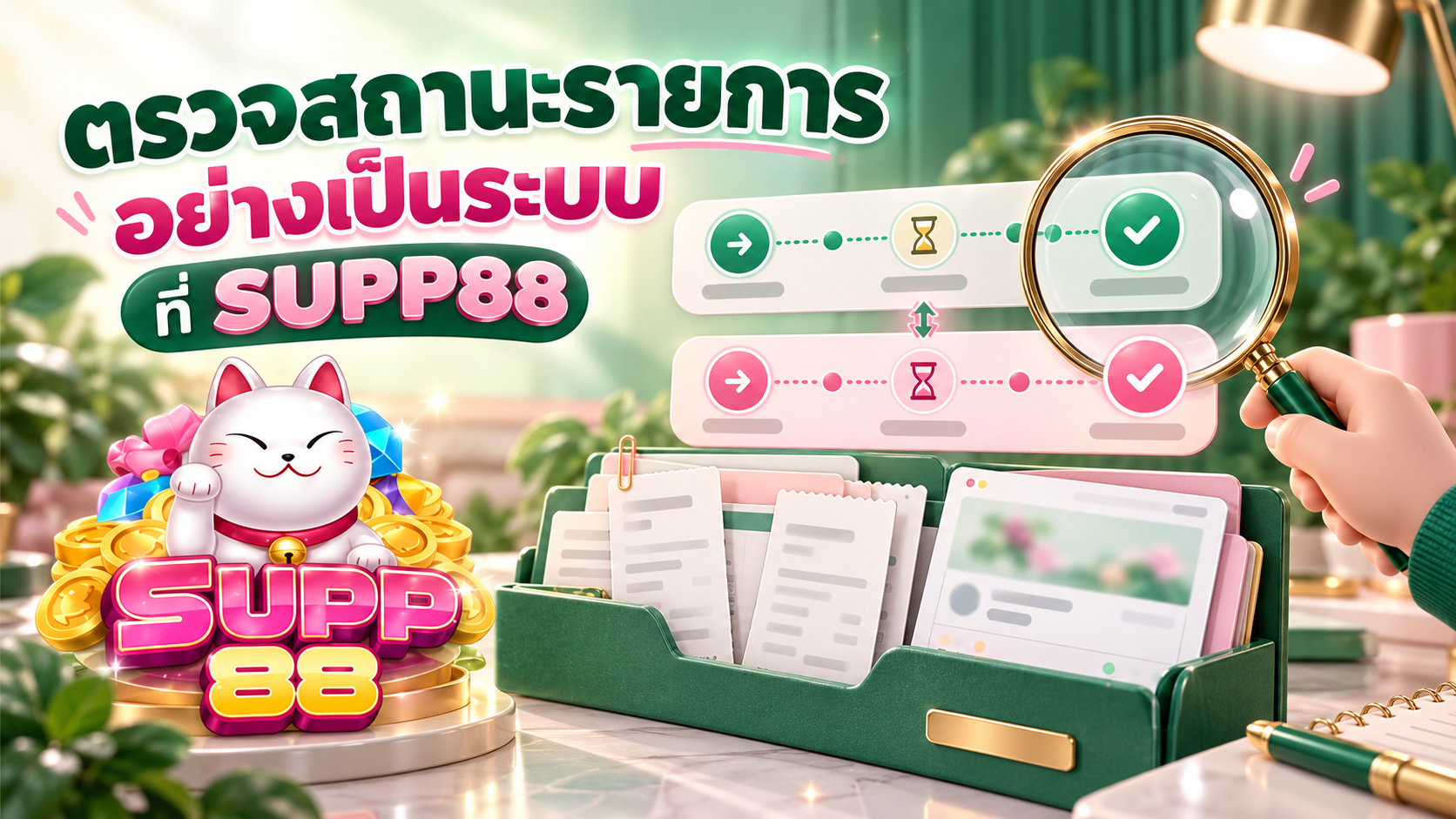 ภาพแนวคิดไทม์ไลน์ คู่มือ SUPP88 ตรวจสอบสถานะรายการฝากถอนพร้อมแฟ้มเก็บหลักฐาน