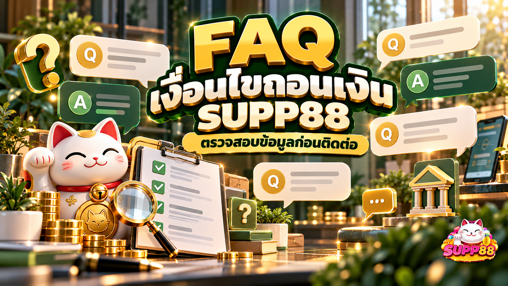 คำถามที่พบบ่อยเกี่ยวกับเงื่อนไขถอนเงิน SUPP88